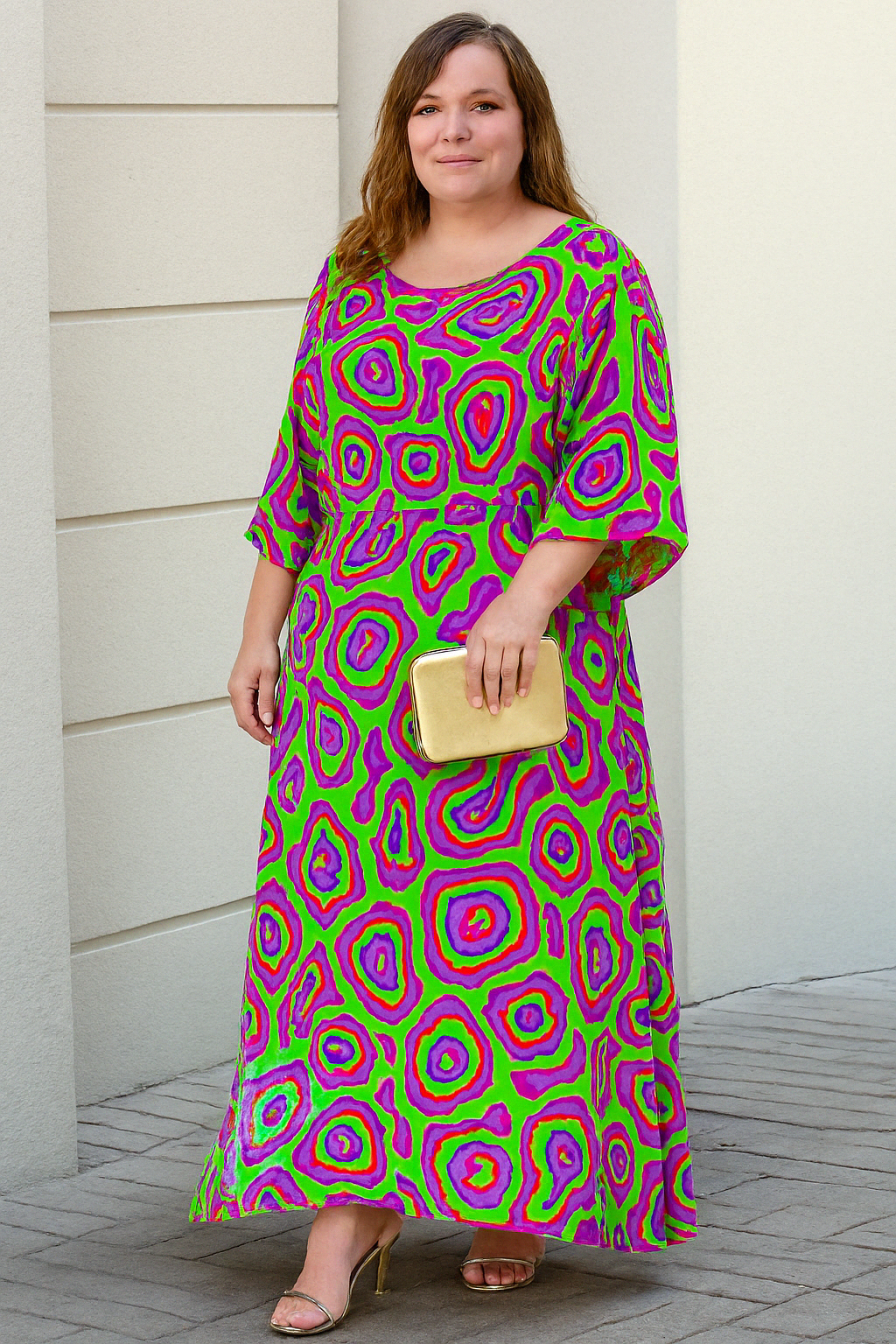 The Nora | Retro Abstract Tummy Covering Dress