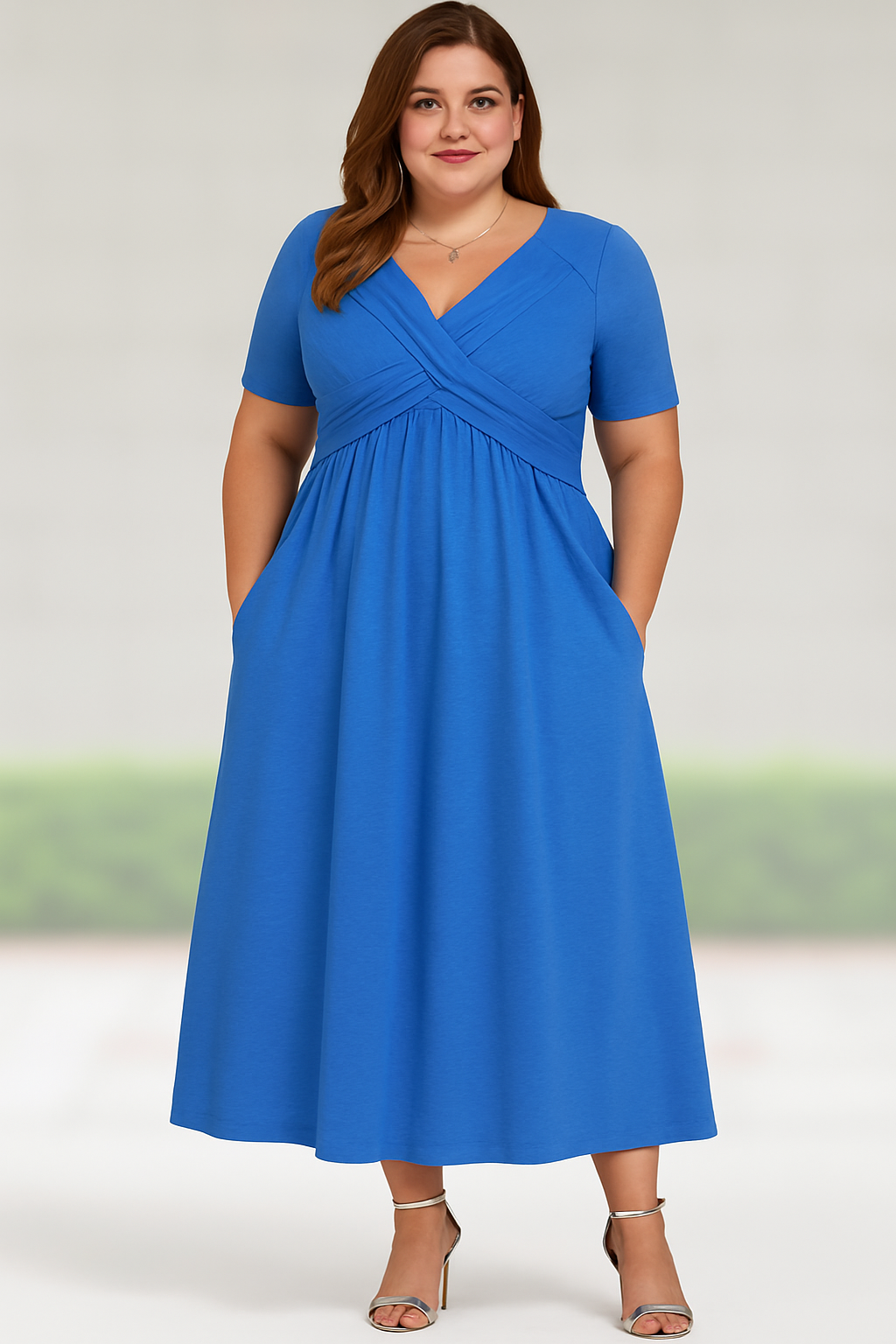 The Vienna Pleated Midi – V-Neck Silhouette