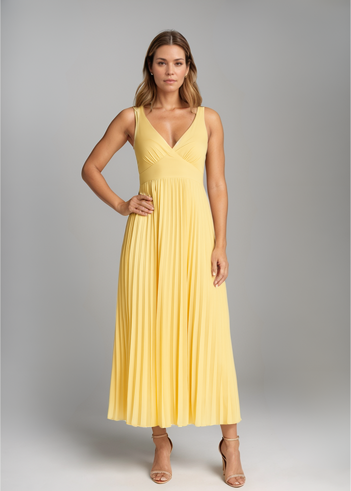 The Elise Pleated Midi Dress