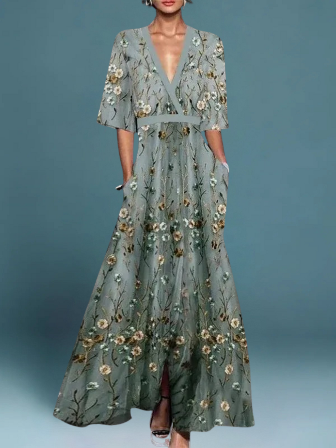 The Bianca Floral Embroidered Maxi Dress