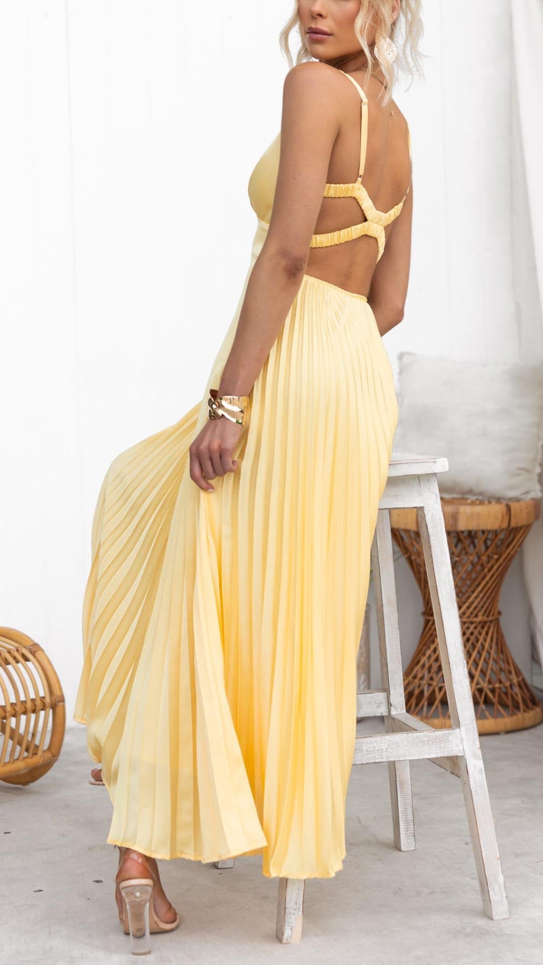 The Elise Pleated Midi Dress